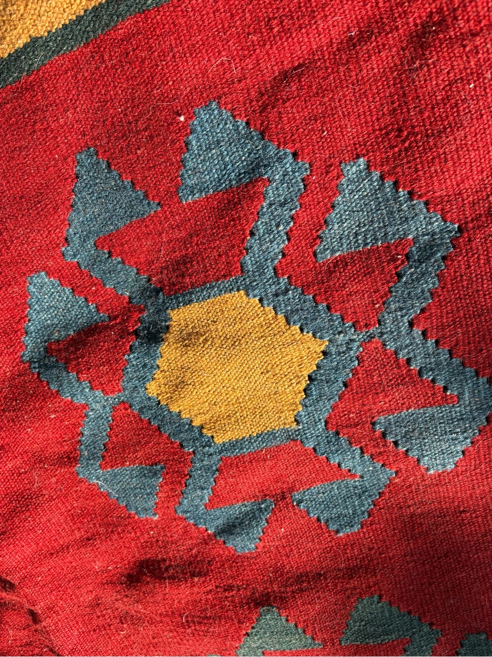 Handwoven Red Geometric Kilim Rug - Picture 3 of 5